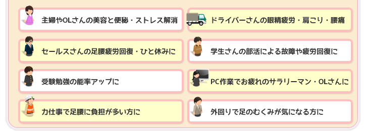 お仕事帰りに疲れた体をリフレッシュイメージ